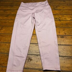 Ideology Womens High Waisted Active Leggings Pink Mauve Side Pockets Size L
